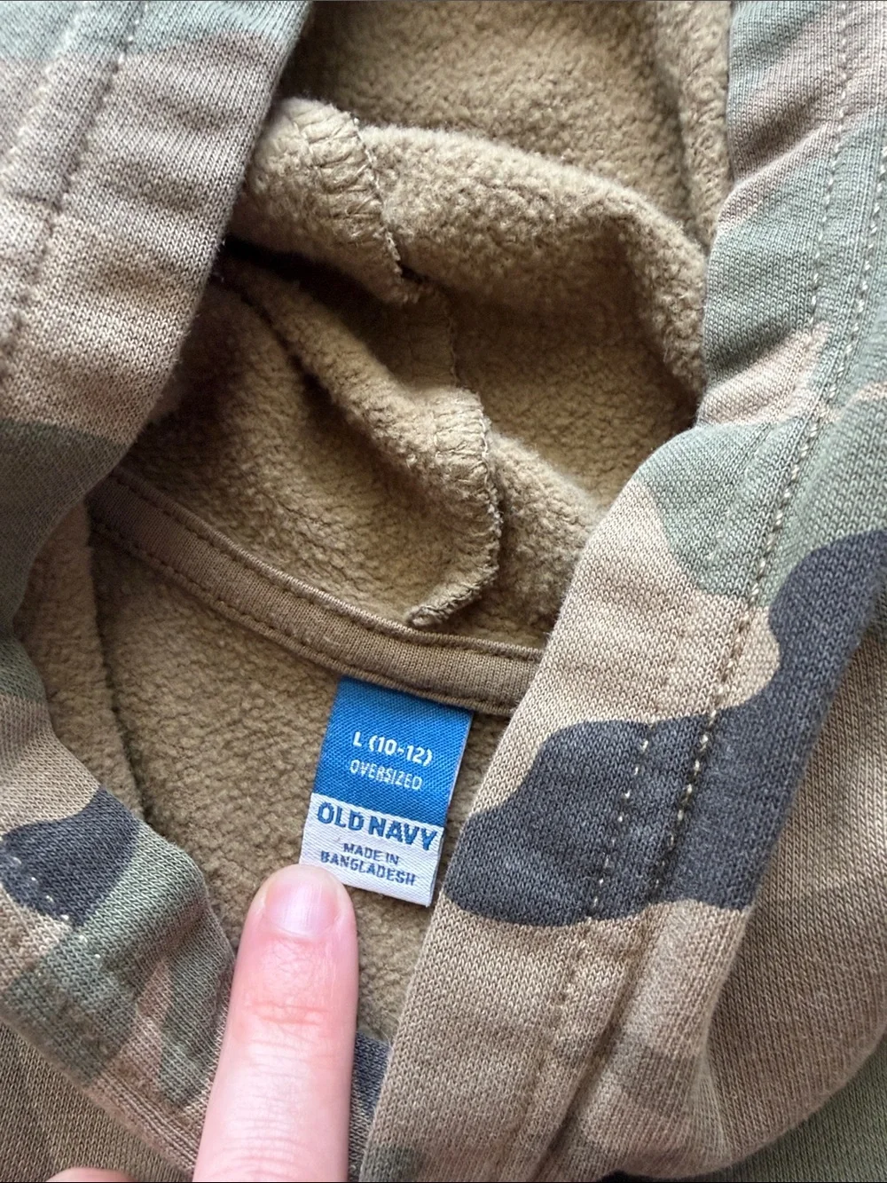 Old Navy Camo Hoodie Boys Size L 10/12